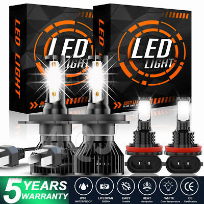 For 2007 - 2014 Honda CRV CR-V LED Headlight Fog Light High Low Dual Beam Bulbs