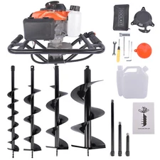 72CC Gas Powered Auger Post Hole Digger w/ 3 Extension Rods 8"12"20" for Garden