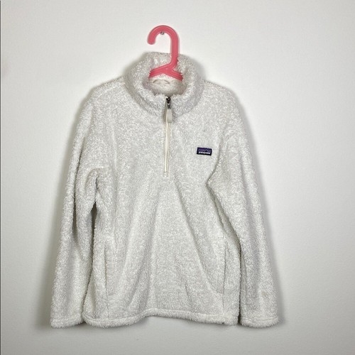 Patagonia Los Gatos Girl's XL White Quarter Zip Pullover Fleece Jacket Gorpcore