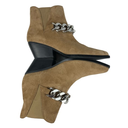 Marc Fisher Henly Women's Ankle Booties 7.5M Cognac Suede Leather Chain Boots - Picture 9 of 12