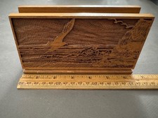 LASERCRAFT LASER ENGRAVED BIRD OCEAN CLIFF BEACH WALNUT LETTER ENVELOPE HOLDER