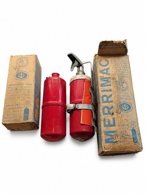 Vintage Ansul Merrimac Red Ball Fire Extinguisher Model S Kit Spare Charges