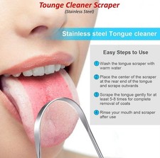 5pcs Tongue Scraper Cleaner Stainless Steel Dental Fresh Breath Cleaning Oral