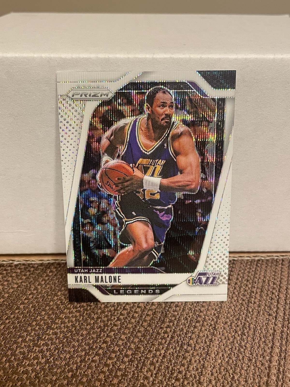 2024-25 Panini Prizm Basketball Karl Malone White Silver Numbered 33/38 Rare SP