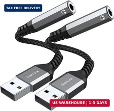 USB to 3.5mm Jack Audio Adapter 2-Pack , USB to Audio Jack Adapter Headset, USB