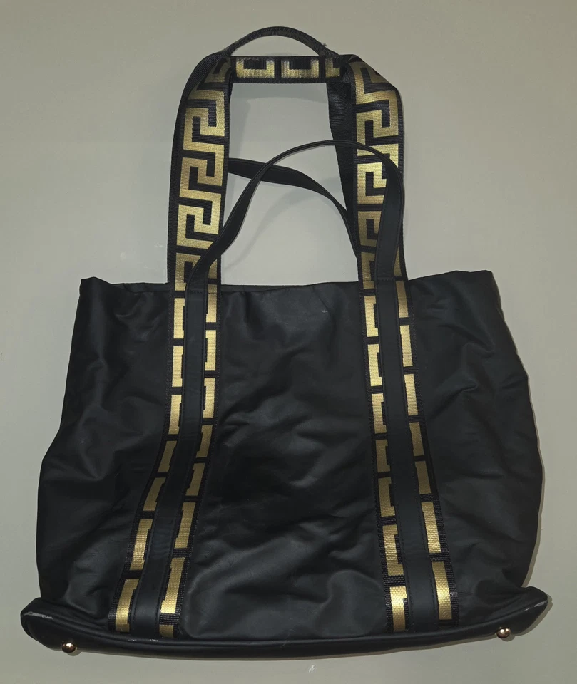 Versace Black Faux Leather Sports Tote Shoulder Bag Purse Fragrance Promo - Image 2 of 4