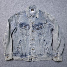 VTG Lee Riders Jacket Mens S Blue Acid Wash Denim Trucker Made USA Patd 153438
