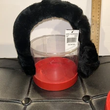 Surell Sheared Rex Rabbit Black Earmuffs W/Halo Brand