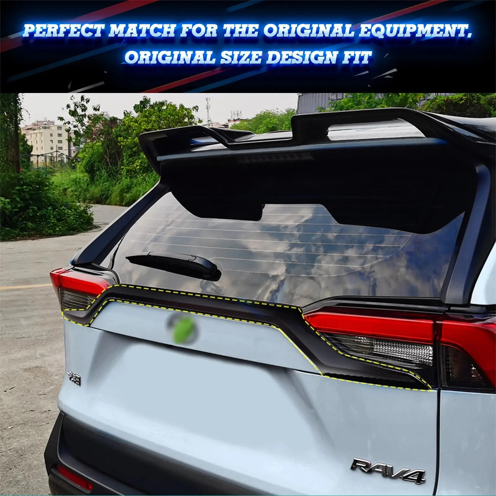 Exterior Rear Trunk Upper Lid Cover Trim For Toyota RAV4 2019-2025 Glossy Black