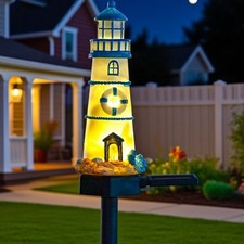 Resin Solar Lighthouse Light LED Waterproof for Outdoor Garden Decoration