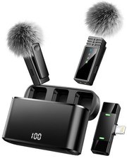 Wireless Lavalier Microphone for iPhone 15/16/17/Android, Lapel Mic with All-...