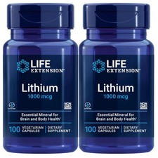 Lithium Orotate 1000mcg 2X100 Caps Life Extension Brain DNA Health