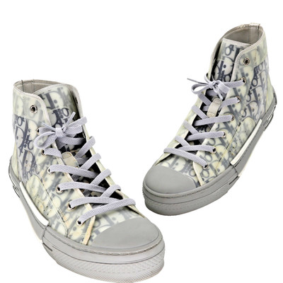 Dior Mens B23 WOLF Grey Oblique Logo Transparent High Top Flat Sneaker 44 11