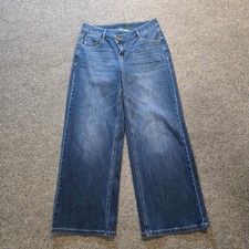 Halara Jeans Womens Size Small Blue Wide Leg Denim Asymmetric Waist Baggy Casual