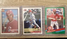 Lot of 3 Barry Larkin Reds Topps Pinnacle Leaf 1991-1995 Baseball Cards