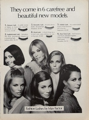 1969 Max Factor Fashion Lashes Original Vintage Advertisement Print Ad