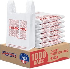 1000 bolsas plasticas blancas con asas para compras tienda supermercado 12x21