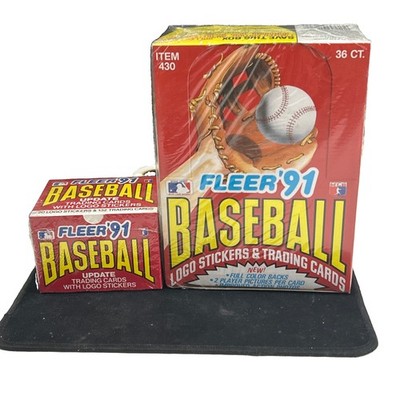 1991 Fleer Baseball Wax Box 36 Pack Factory Sealed Nolan Ryan Uncut Sheet Bottom