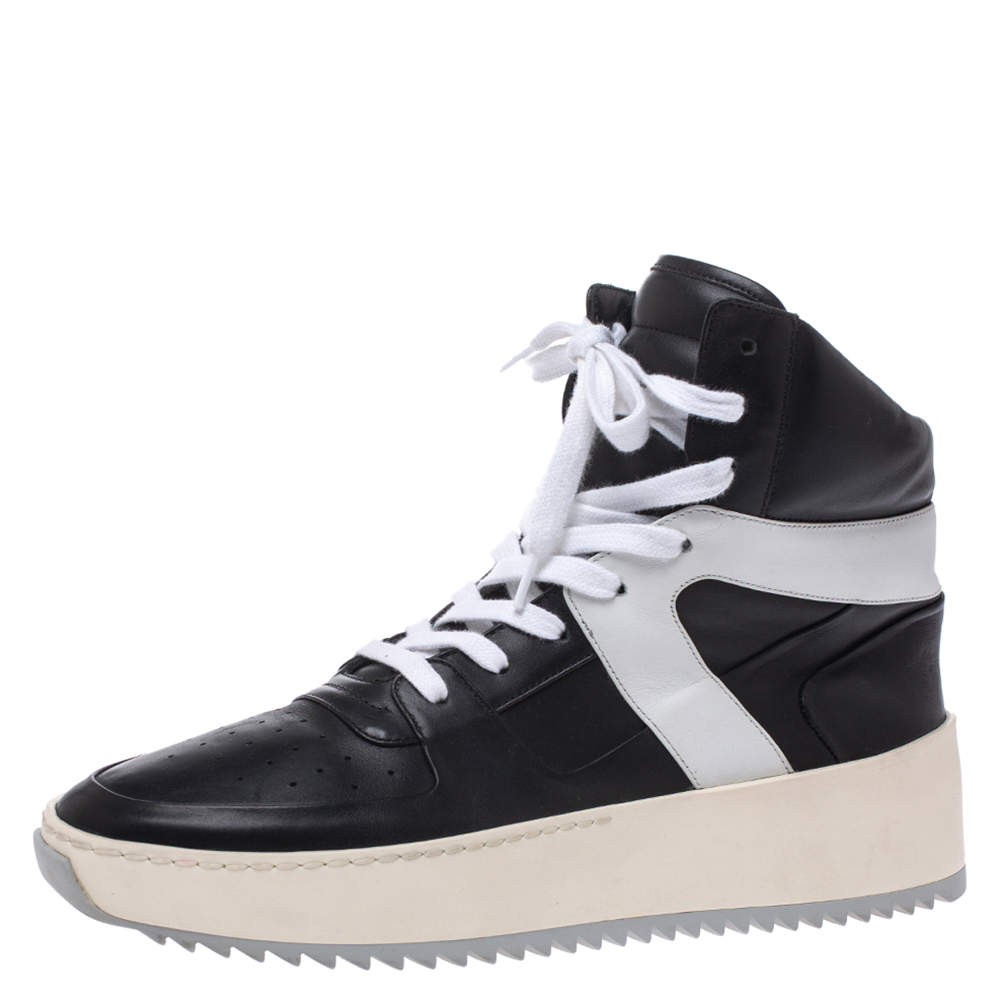 fear of god ハイカットスニーカー 黒/白 Fear Of God BlackWhite Leather Basketball High Top Sneakers Size