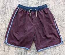 Fair Harbor Swim Trunks Shorts Mens Sz M Lined Beach Vacation Red Blue Geometric