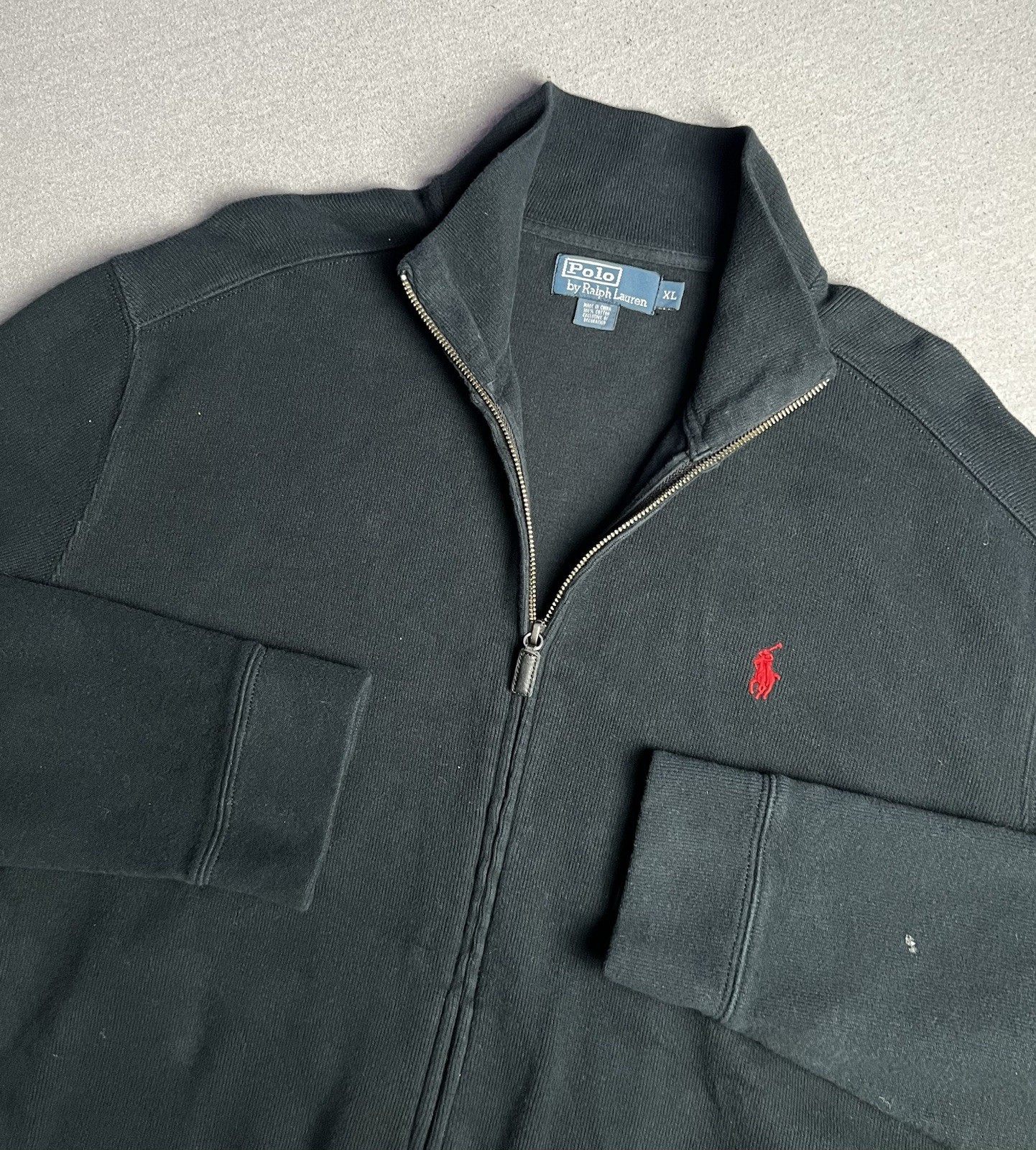 Polo Ralph Lauren Giacca Uomo XL Nera Full Zip Rosso Pony Outdoor Casual