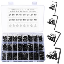 720 Pcs M3 M4 M5 M6 Nuts and Bolts Set, Black Bolts and Nuts Set, round Head Hex