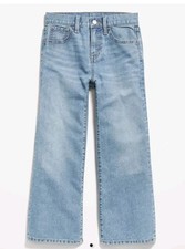 Old Navy High-Waisted Baggy Wide-Leg Jeans Blue Girls size 5 Built In Belt