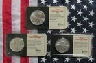 2001, 2002, 2003, AMERICAN SILVER EAGLE IN LITTLETON CASE UNCIRCULATED CONDITION