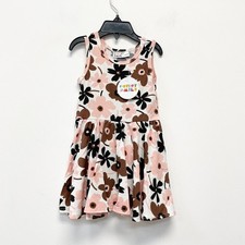 Dot Dot Smile Girls Pink  Brown Floral Tank Dress 12-24M