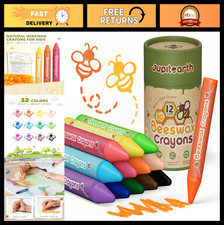 Non-Toxic Beeswax Crayons for Toddlers 1-3, Jumbo Washable, Easy Grip, Mess-Free