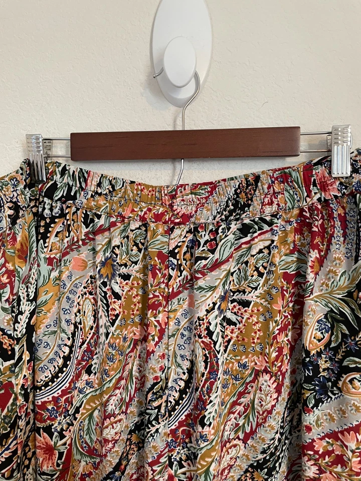 Falda midi floral de cachemira Vince Camuto para mujer talla XL boho línea A cintura elástica Foto 3 de 4