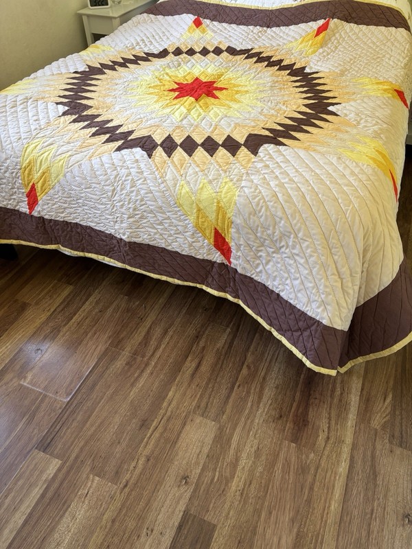 Handmade Patchwork Quilt Lone Star 77x87 Multicolor Bedspread Nice