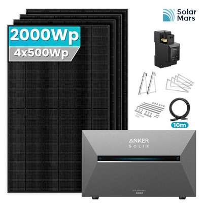 Balkonkraftwerk 2000W mit Speicher Anker Solix Solarbank3 E2700Pro mit Halterung