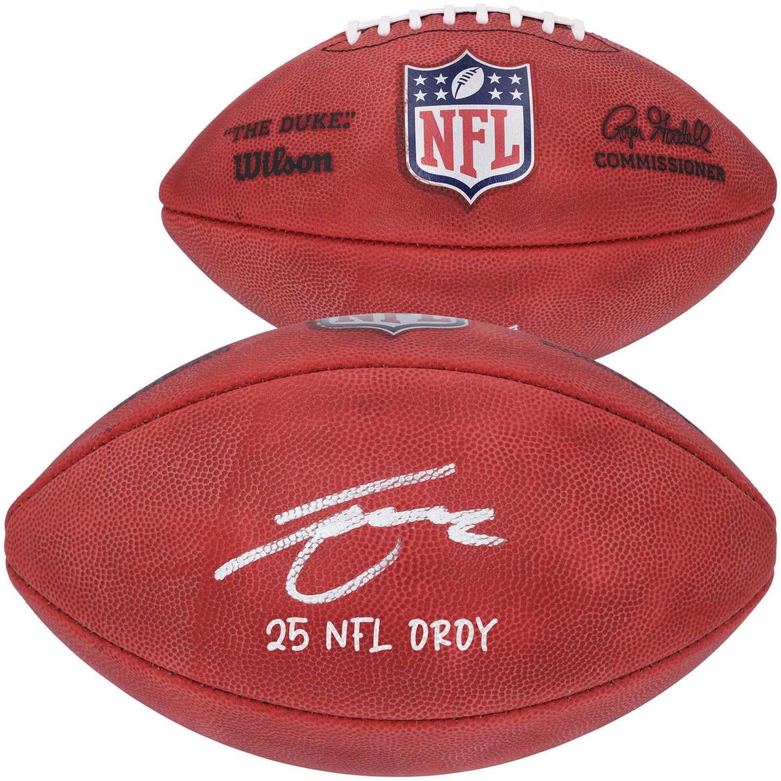 Tetairoa McMillan Autographed Signed Carolina Panthers Panthers Duke Full Color Football w/25 NFL OROY Insc 