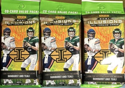 Panini Illusions 2021 NFL Football Trading Cards 60 Sunburst Teal Value Packs