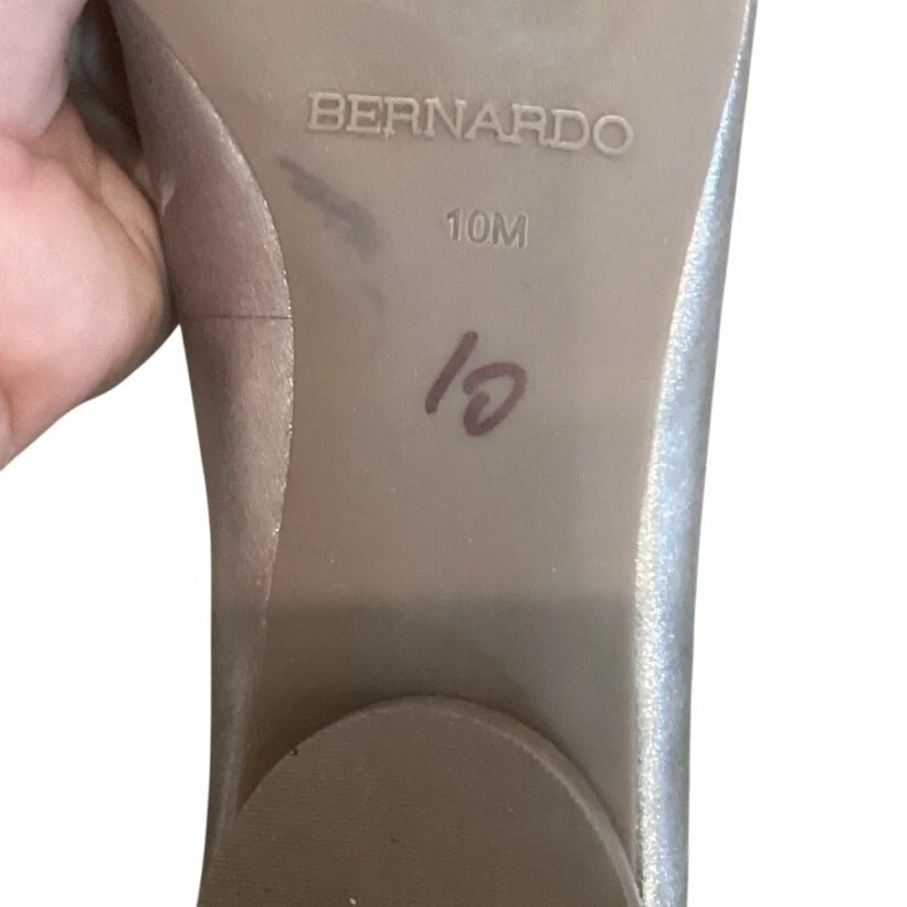 Bernando Womens Ballet Flats US 10 Platinum Leather Flat Bow Cottage Twee Office - Image 2 of 4