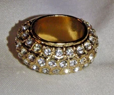 Godiva Pendant Scarf Neck Ring Goldtone & Crystal Fashion Jewelry