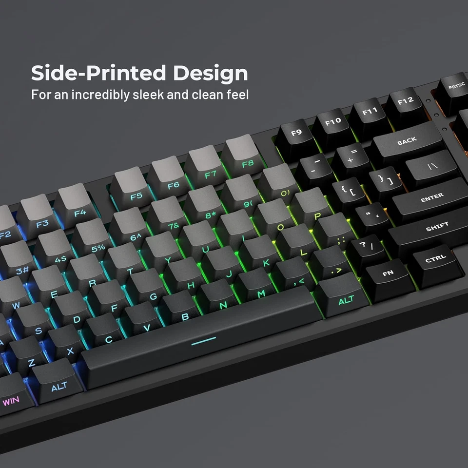 PBT Side Printed Keycaps 136 Keys Set for 60/65/75/100% Keyboards, Gradient Gray - Image 2 of 4