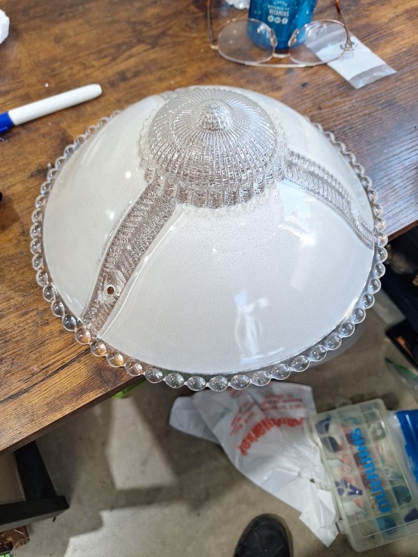 Antique Vintage Decorative Ceiling Light Fixture Blue Clear Glass Light Shade 