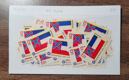 HISTORIC MISSISSIPPI FLAG (FORMER DESIGN) - LOT OF 80 MINT U.S. POSTAGE STAMPS