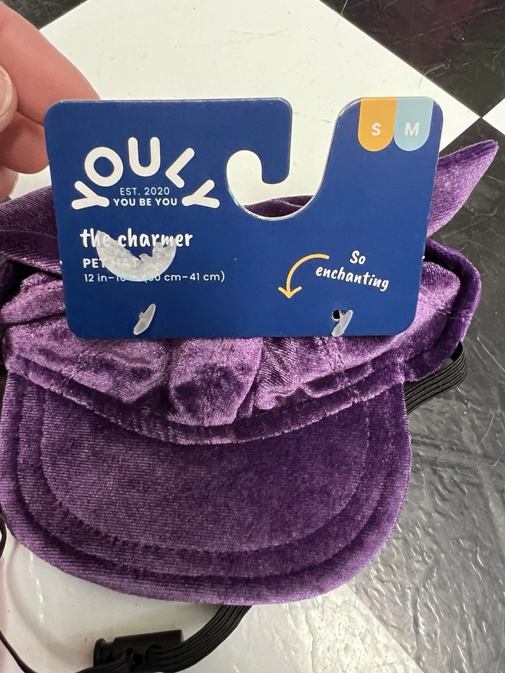 Youly Dog MEDIUM Pink Harness Halter With Purple Velour Hat Fur Baby Cat Outfit - Image 4 of 4