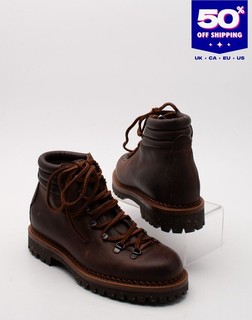 RRP€695 YUKETEN Leather Combat Boots US7 EU40 UK6 Treated Worn Look Lug Sole