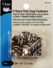 Dritz 981-65 Heavy Duty Snap Fasteners, Nickel, Size 24 (5/8-Inch) 6-Count