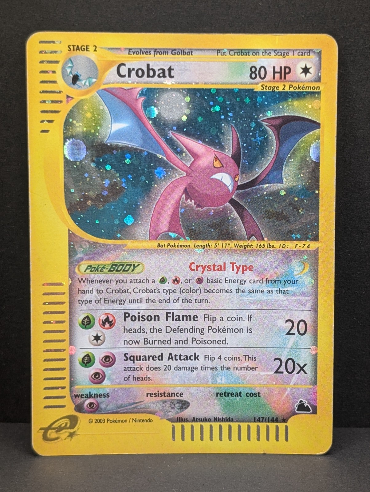 Crobat Crystal 147/144 Skyridge Holo Ultra Secret Rare Pokemon TCG Nintendo LP