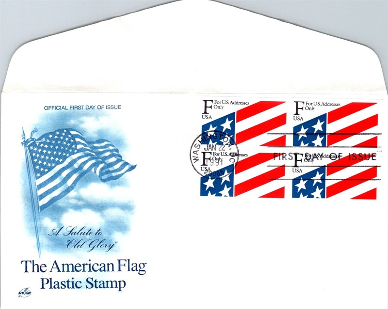 S09-6228, F RATE FLAG, BLOCK OF FOUR, ARTCRAFT FDC