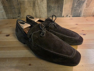 Tod's Men's Chocolate Brown Suede Tassle Apron Toe Loafer Dress Shoes Sz 9.5