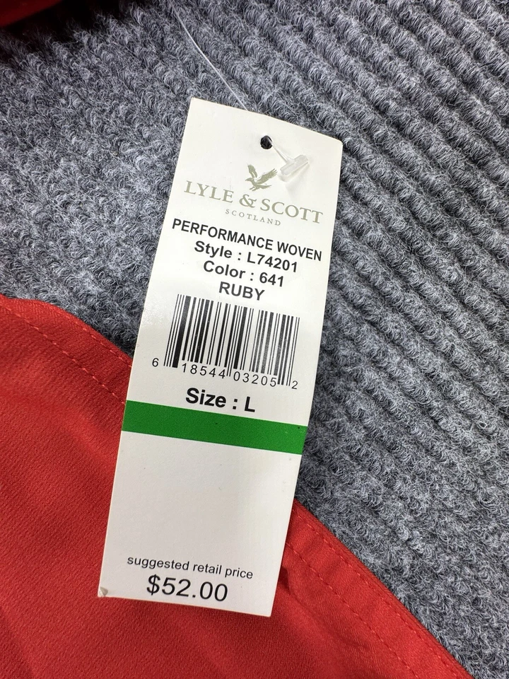 Camisa Lyle & Scott Para Hombre Grande Roja Botón Frontal Rendimiento Absorbe Humedad Nueva Foto 3 de 4