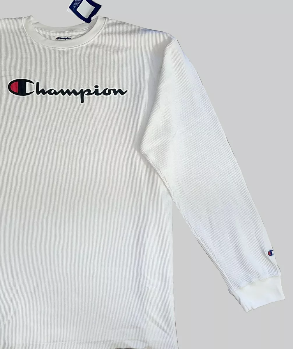Champion Men s Long Sleeve Big Tall Thermal Logo Shirt White XLT 3XLT