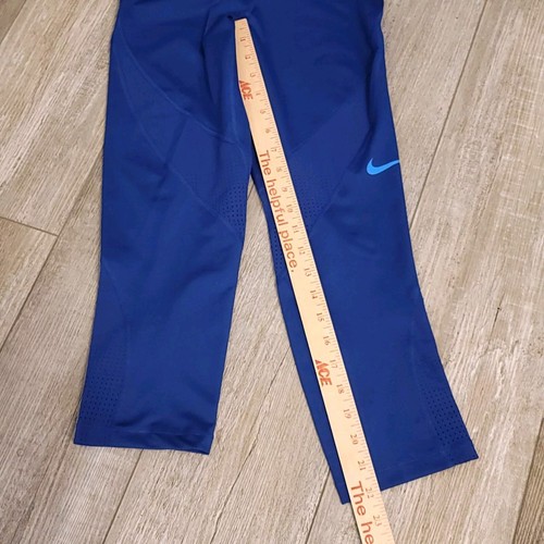 Nike Pro HYPERCOOL dry fit Mesh Panel Leggings Dri-Fit cropped blue 725614 Sz S - Imagen 7 de 14
