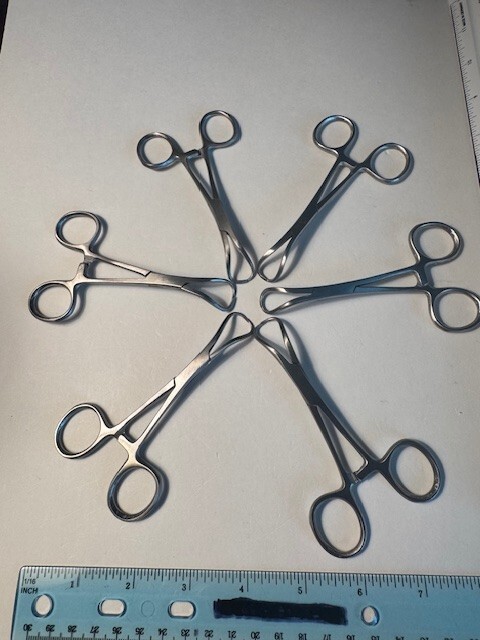 Clips/clamps 4 Inch, Surgical Stainless Steel, (set Of 6)